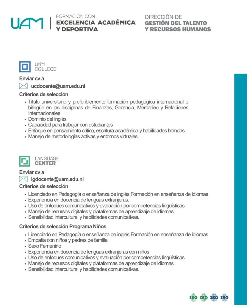 criterios de uam college y language center